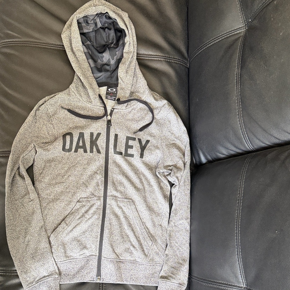 Oakley Heather Gray Full-Zip Logo Hoodie New without tags